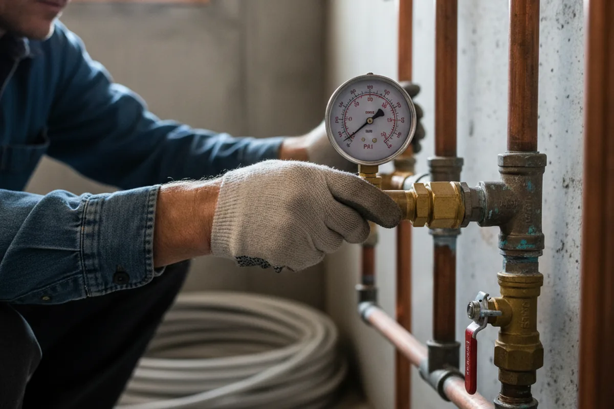 Pressure testing a repaired line during Water Line Repair in Brandon